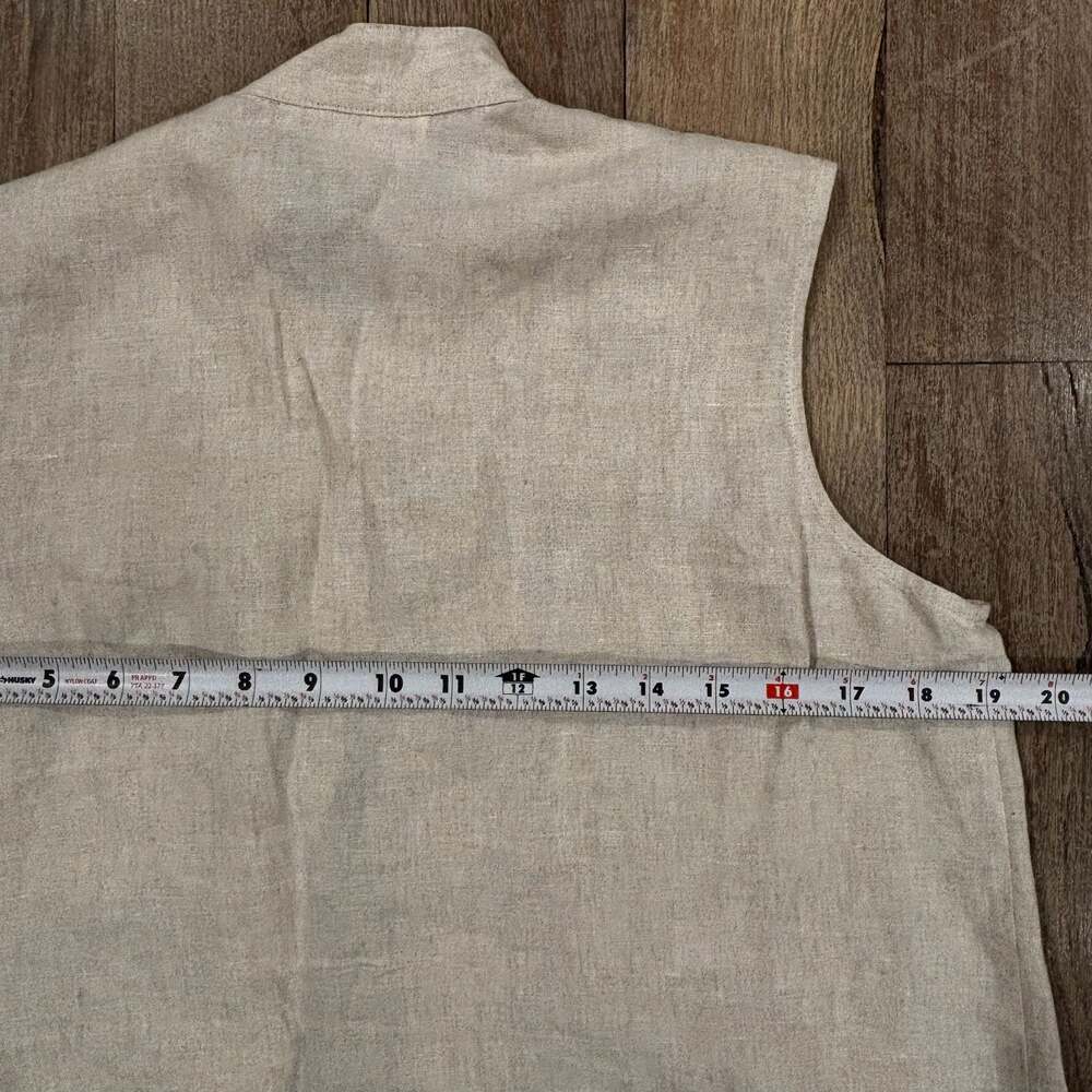 Talbots Vintage 100% Linen Sleeveless Button-Down Vest - Picture 8 of 9